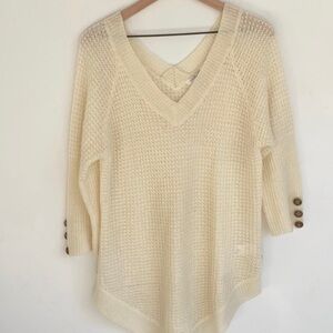 Simply Noelle cream tunic V-neck sweater, Sz L/XL